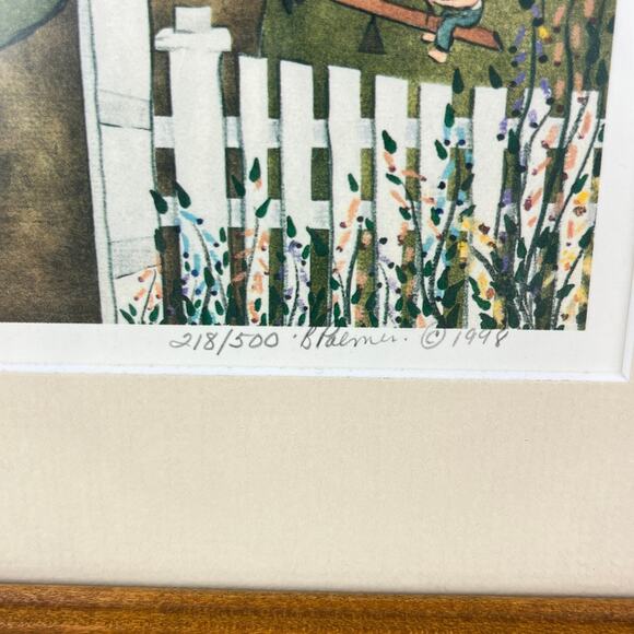 Barbara Palmer Limited Folk Art School House Print Matted and Framed - Picture 2 of 7